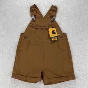Carhartt Canvas Ruffle Bib Overalls Girls Sz 12mo NWT Shortalls Cowgirl Rodeo